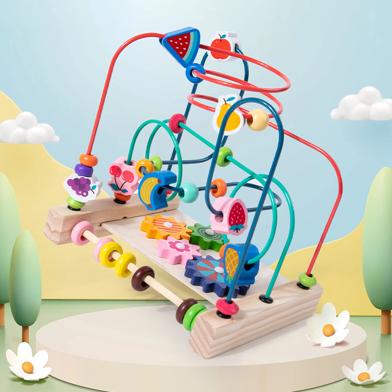 Kids Educational Box - モンテッソーリおもちゃ木製ジェットコースタービーズ迷路そろばん数学おもちゃ幼児早期教育玩具子供のための子供 1-3 年