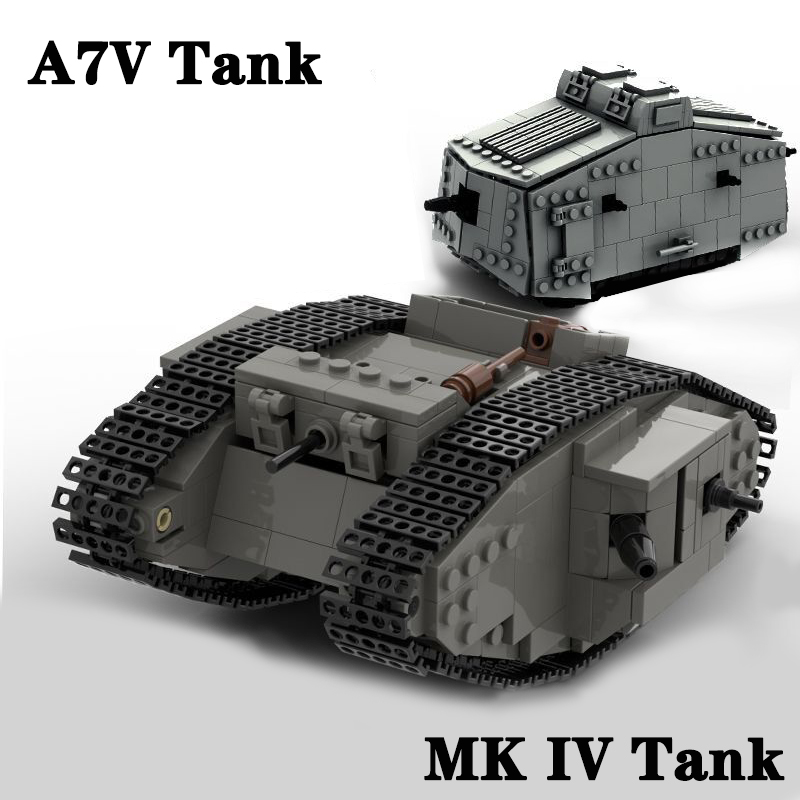Kids Education In Germany - ドイツ軍A7V戦車組み立てブロックセット MK IV戦車兵士車両ブリック陸軍キッズおもちゃギフト