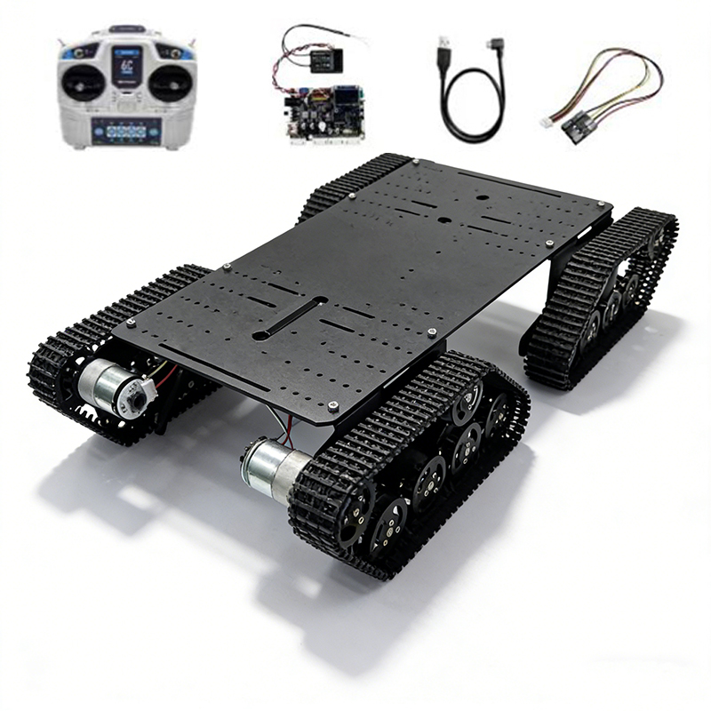 Coding Robot Toy - 組み立て済み大型RC戦車型追跡車両、モーターMC6Cハンドル、ROSオープンソースコードプラットフォーム搭載、STM32プログラマブルロボットカーキット