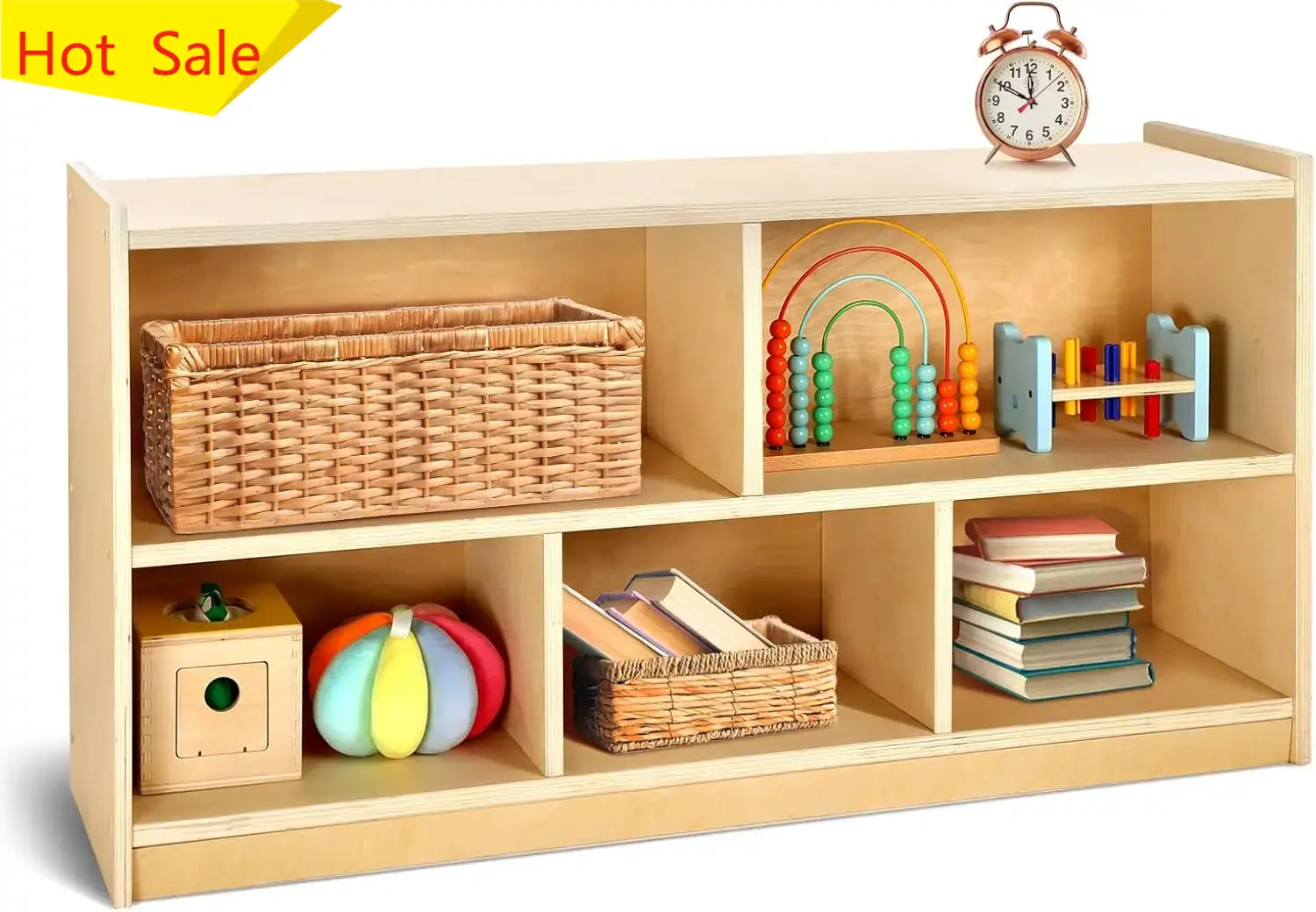 Montessori Shelf Toy - 木製収納キャビネット 5段 モンテッソーリ本棚 子供用おもちゃ収納オーガナイザー 子供部屋 教室