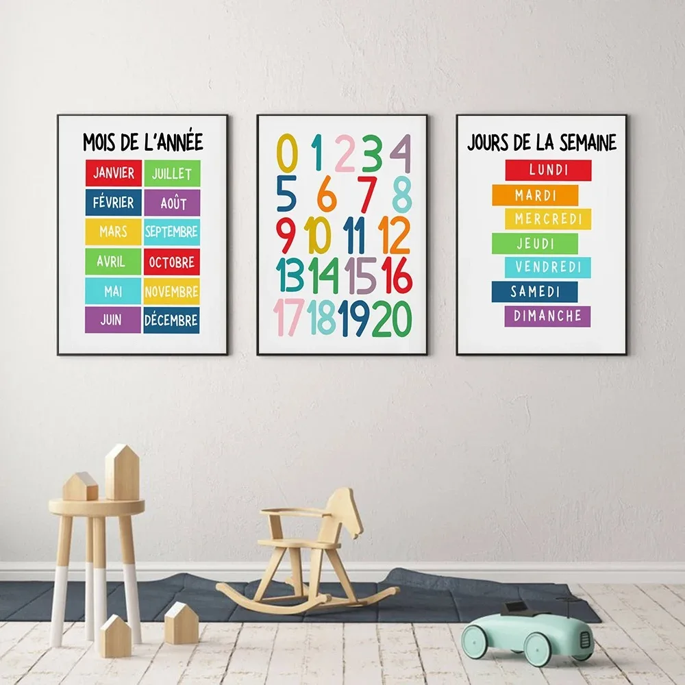 1枚 プレイルーム用壁掛けアルファベット・数字 フランス語教 - Kids No Education のレビューと価格