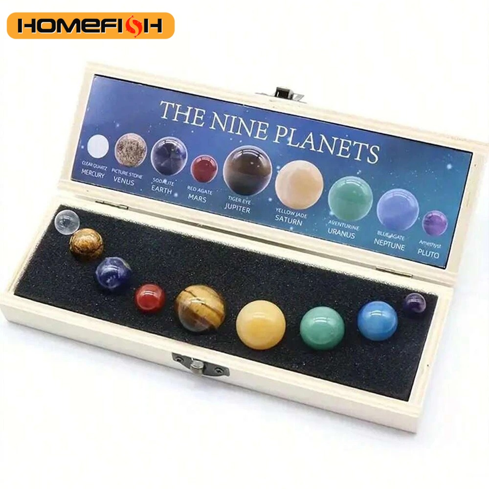 太陽系天然水晶宝石セット 9 惑星球体ボールストーン銀河モデ - Solar System Model のレビューと価格