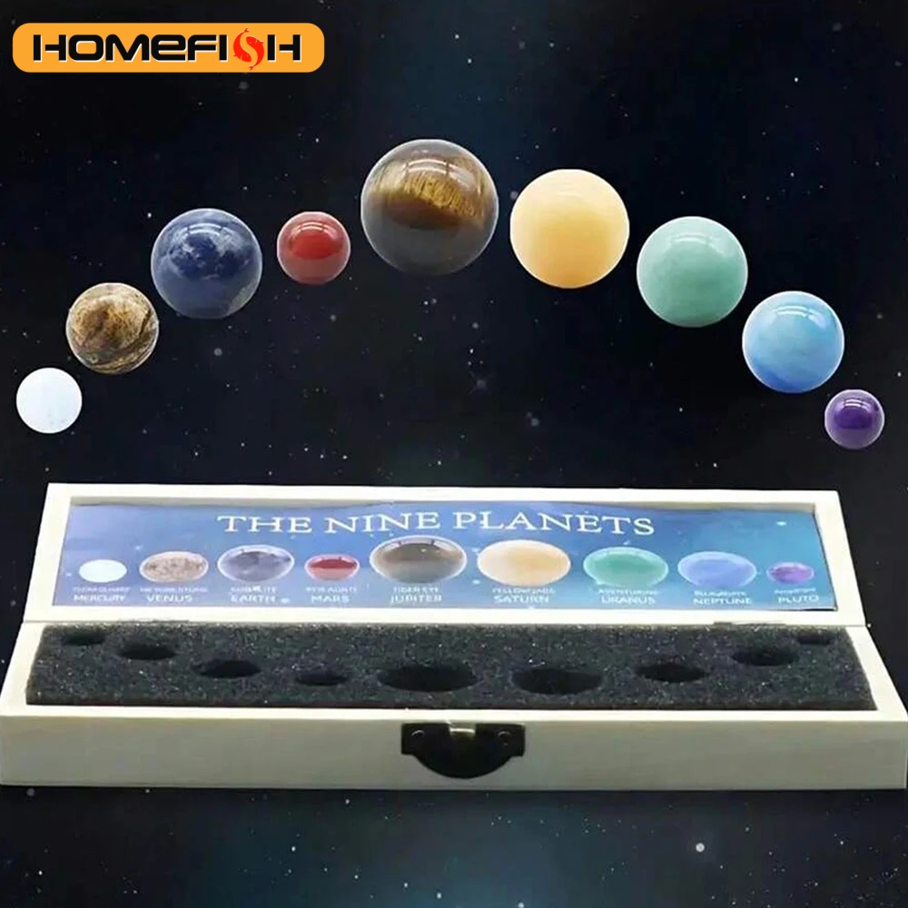 太陽系天然水晶宝石セット 9 惑星球体ボールストーン銀河モデ - Solar System Model のレビューと価格