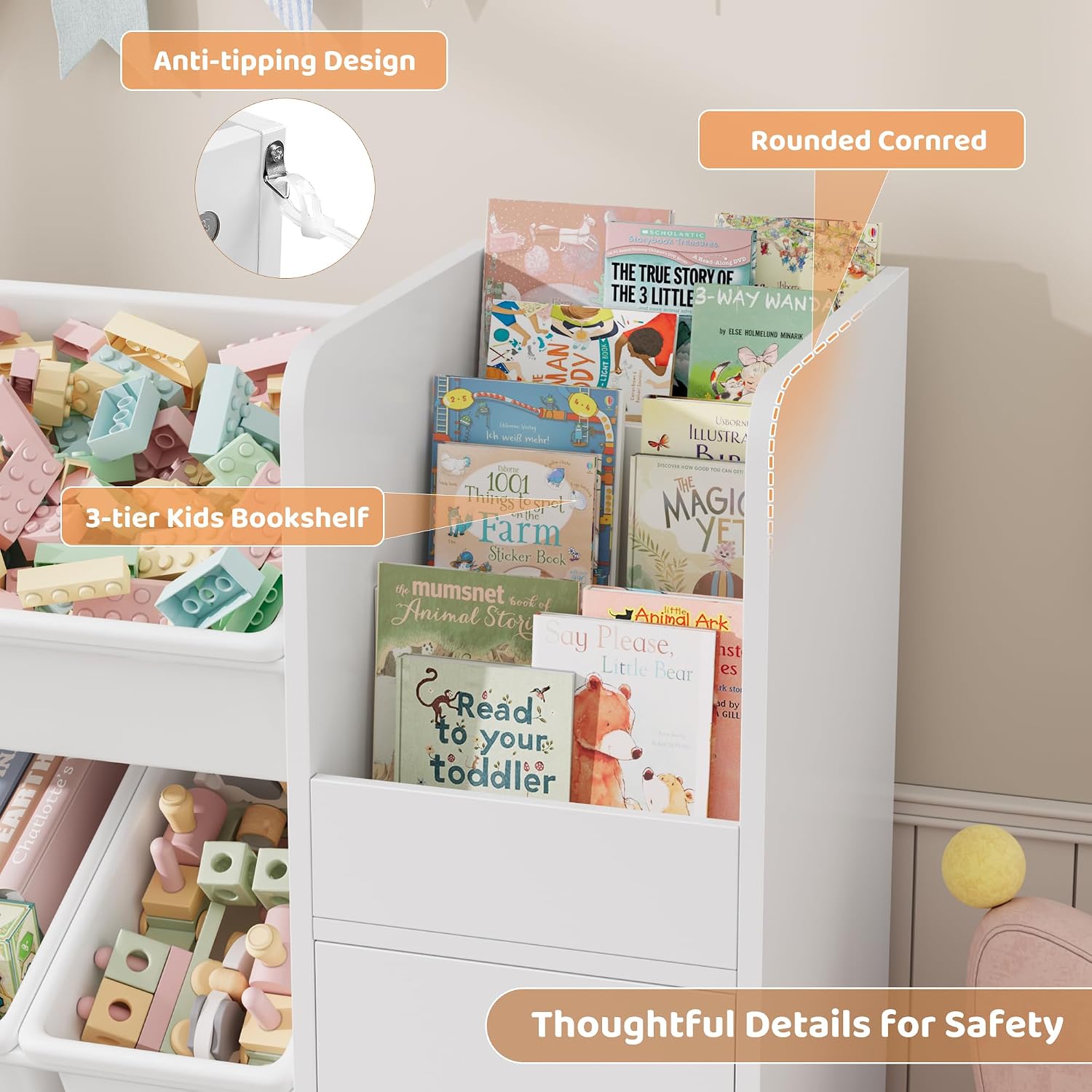 おもちゃ収納オーガナイザー キッズブックシェルフ 55インチ - Montessori Shelf Toy のレビューと価格