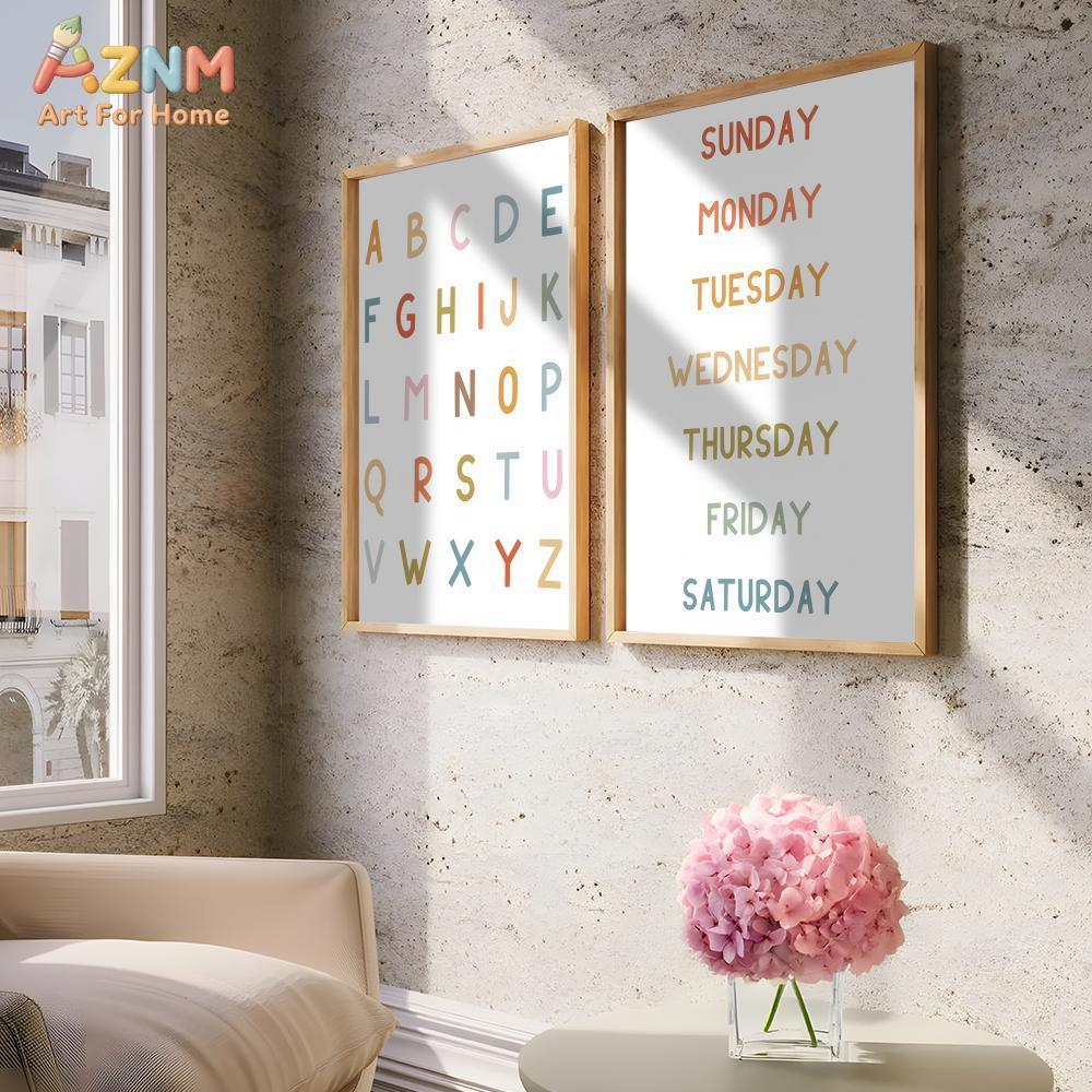 AZNM 教育用アルファベット数字フレームレスキャンバスウォ - Kids No Education のレビューと価格