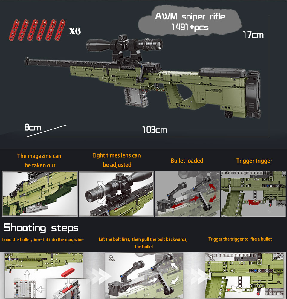軍事技術リアル武器 AWM スナイパーライフル弾丸銃ビルディ - Kids Education In Germany のレビューと価格