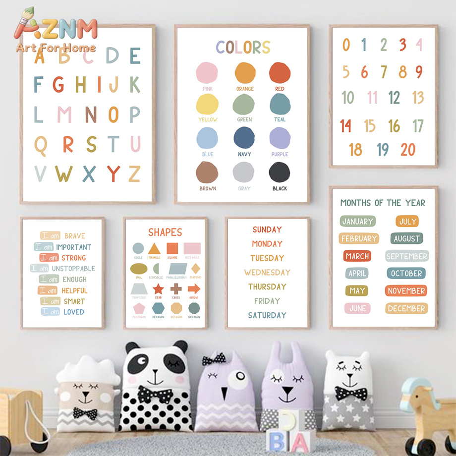 AZNM 教育用キッズ学習キャンバスプリント アルファベット - Kids Education Alphabet Numbers のレビューと価格