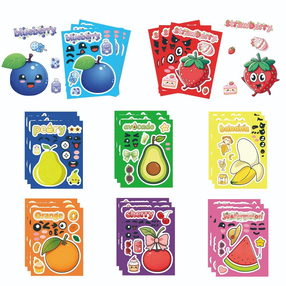 8 枚のシートで顔をかわいくする漫画フルーツステッカー防水  - Kids Education Store のレビューと価格