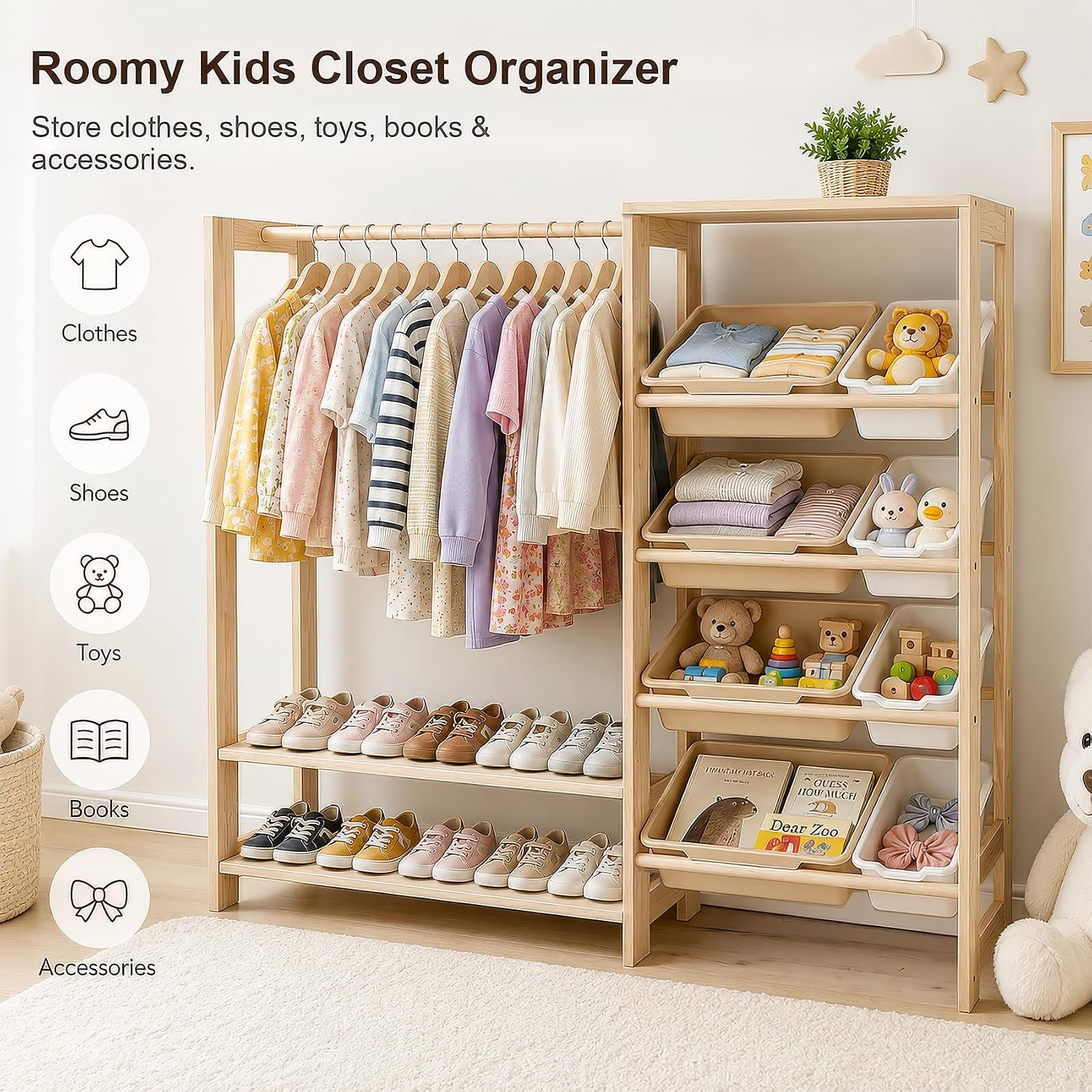 モンテッソーリキッズワードローブとおもちゃ収納オーガナイザー - Montessori Shelf Toy のレビューと価格