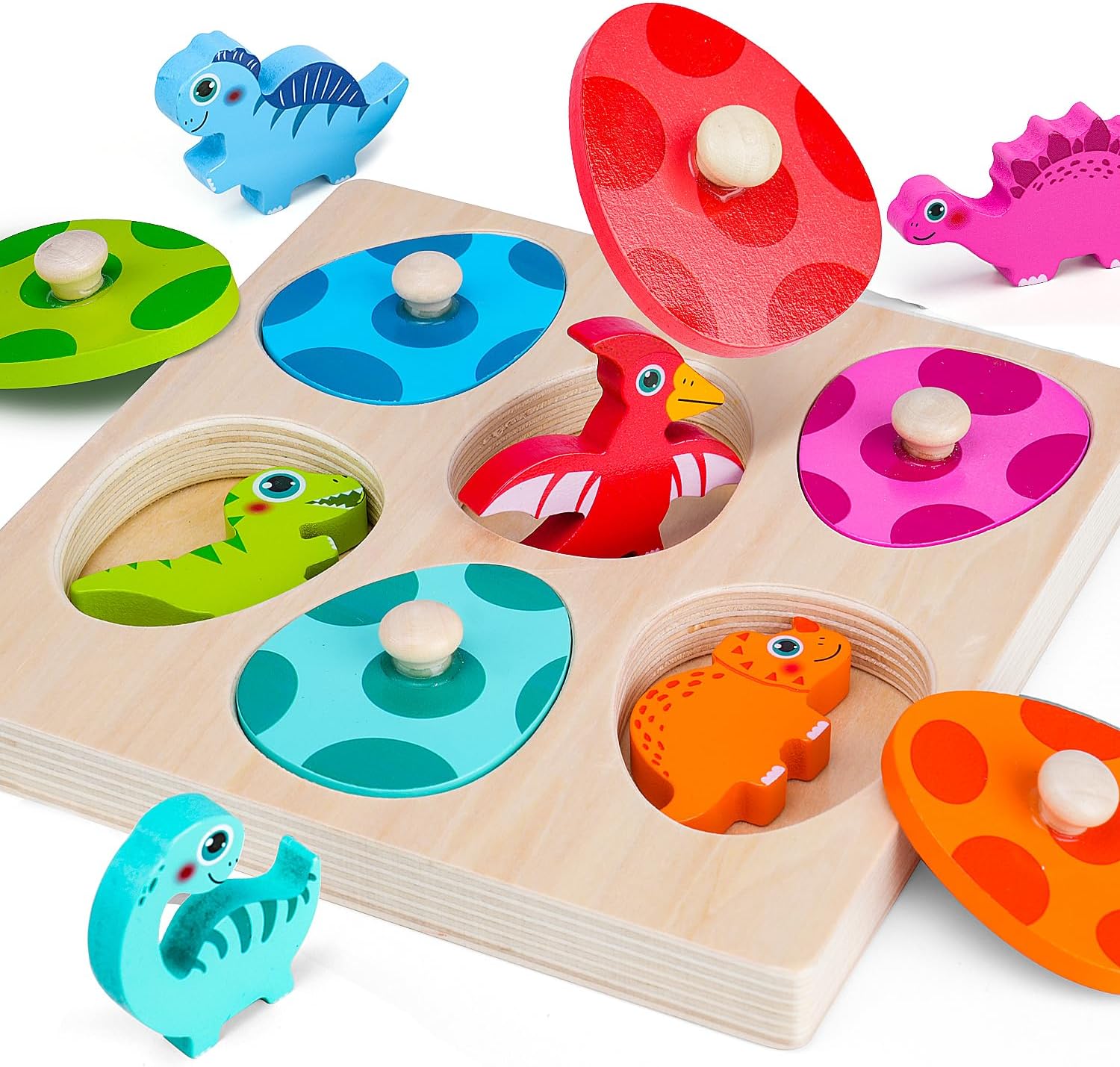 木製恐竜ジグソーパズルおもちゃモンテッソーリペグパズルゲーム - Kids Educational Box のレビューと価格