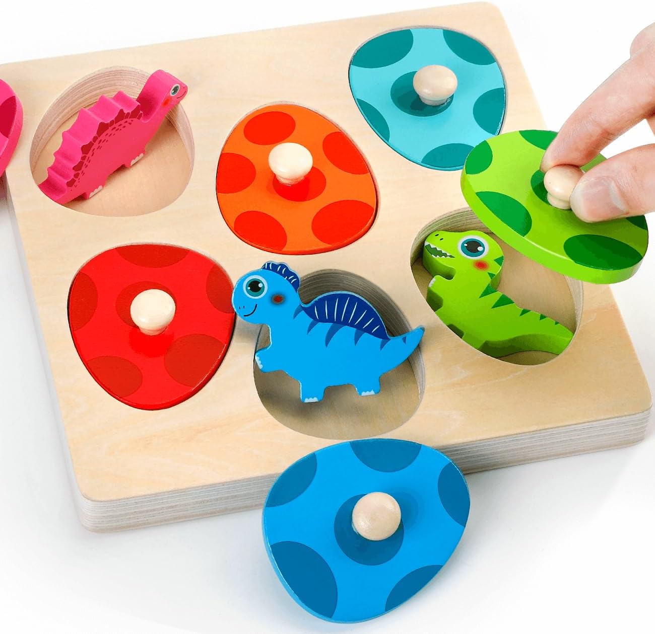 木製恐竜ジグソーパズルおもちゃモンテッソーリペグパズルゲーム - Kids Educational Box のレビューと価格