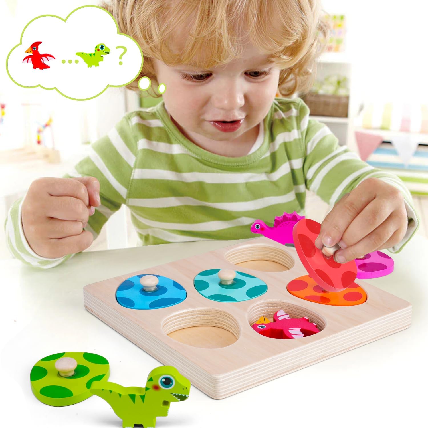 木製恐竜ジグソーパズルおもちゃモンテッソーリペグパズルゲーム - Kids Educational Box のレビューと価格