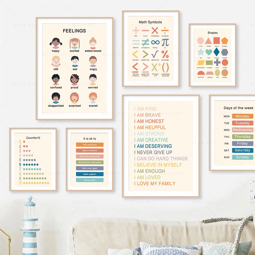 ボーホー風ウォールアート 数字・アルファベット学習ポスター  - Kids Education Alphabet Numbers のレビューと価格
